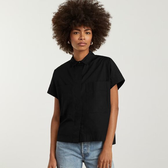 Everlane Short-Sleeve Box Shirt Black Size S - Picture 1 of 4